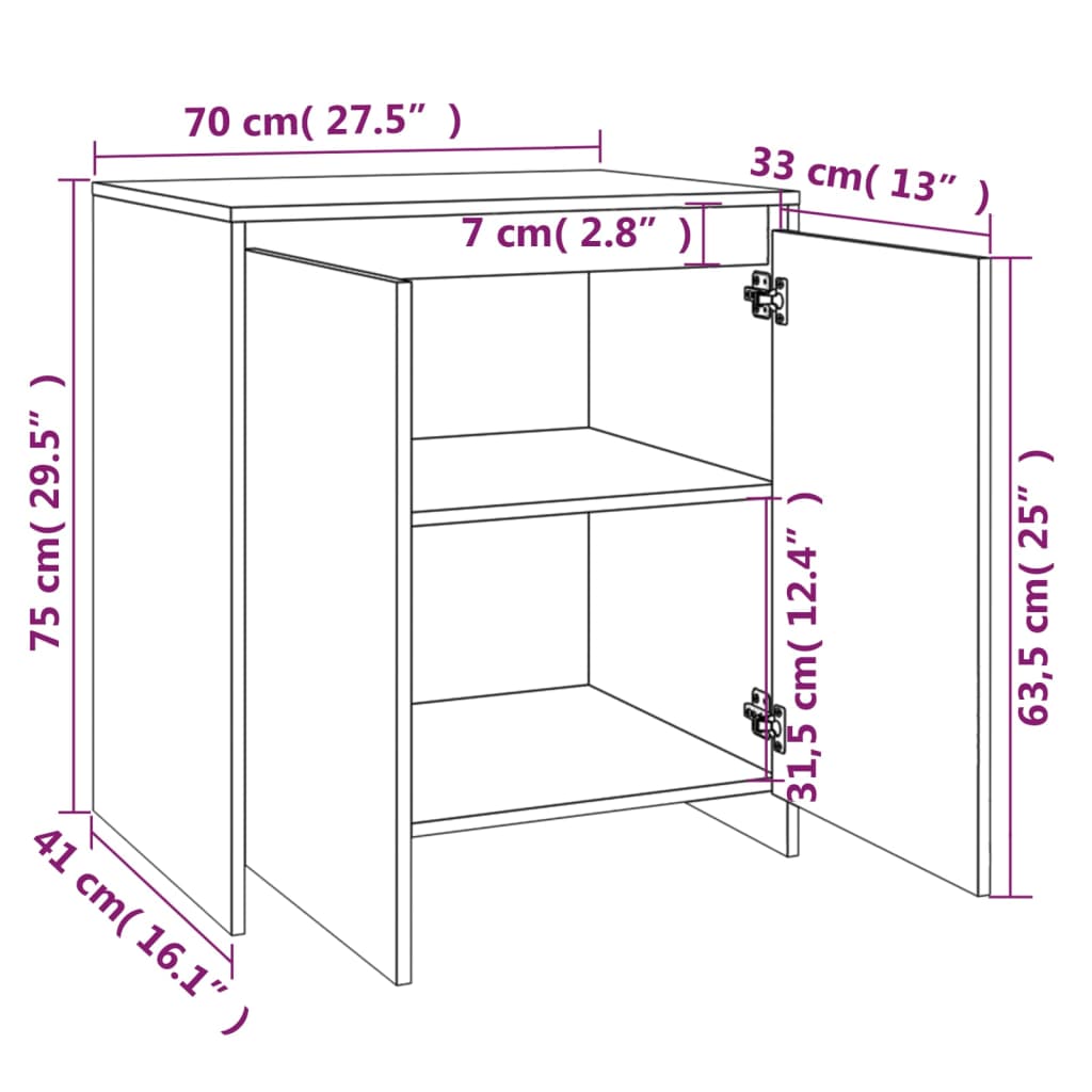 Sideboard Sonoma-Eiche 70x41x75 cm Holzwerkstoff