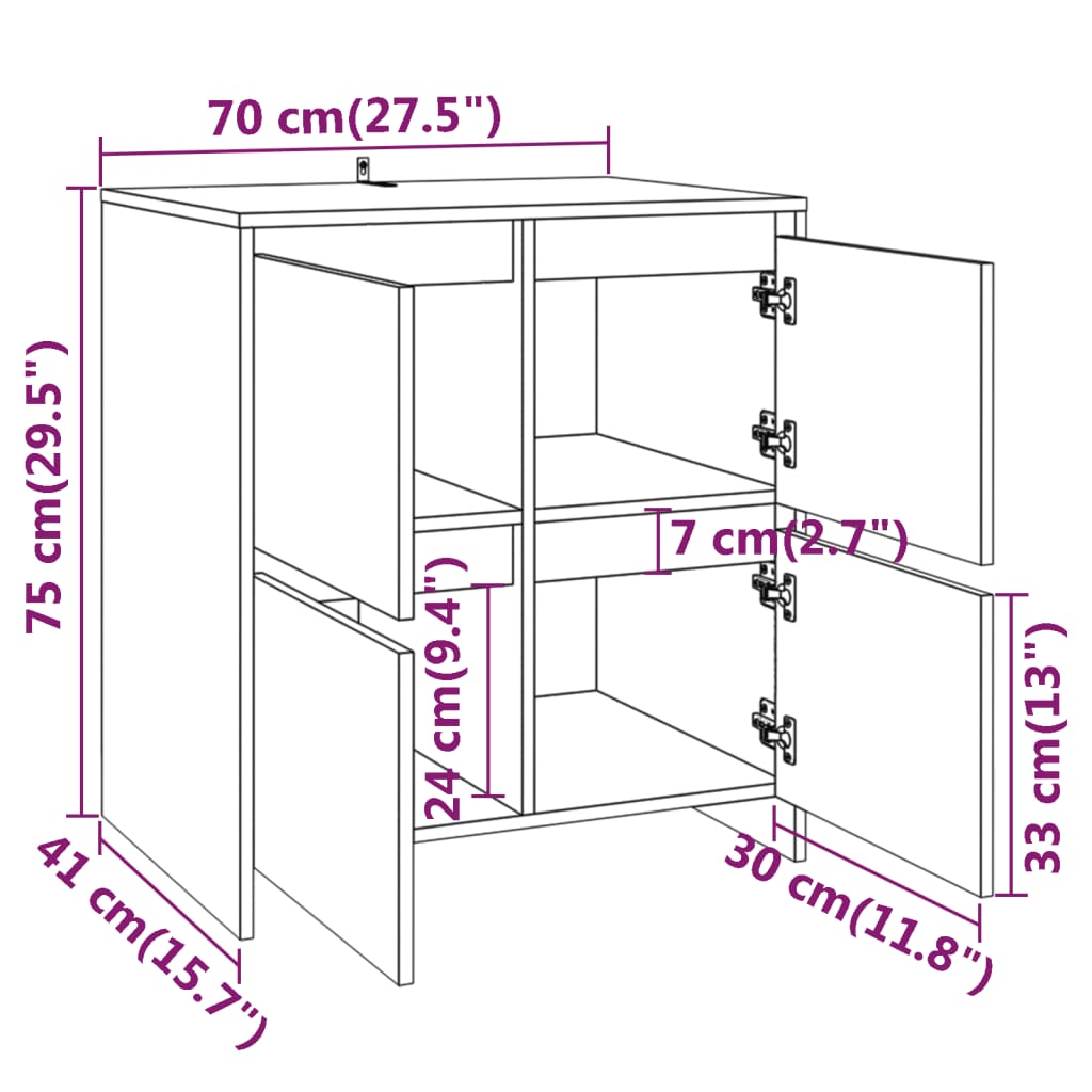 Sideboard Räuchereiche 70x41x75 cm Holzwerkstoff