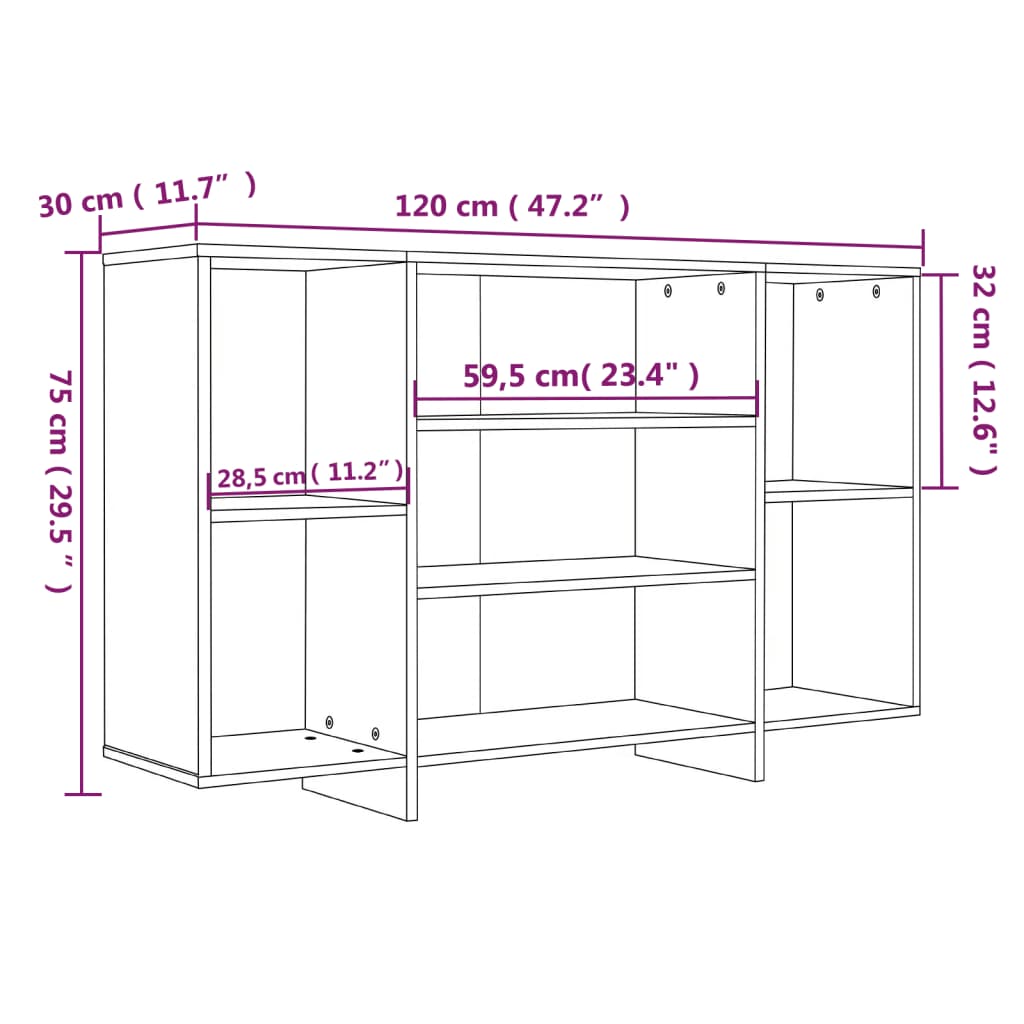 Sideboard Räuchereiche 120x30x75 cm Holzwerkstoff