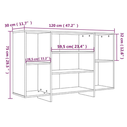 Sideboard Räuchereiche 120x30x75 cm Holzwerkstoff