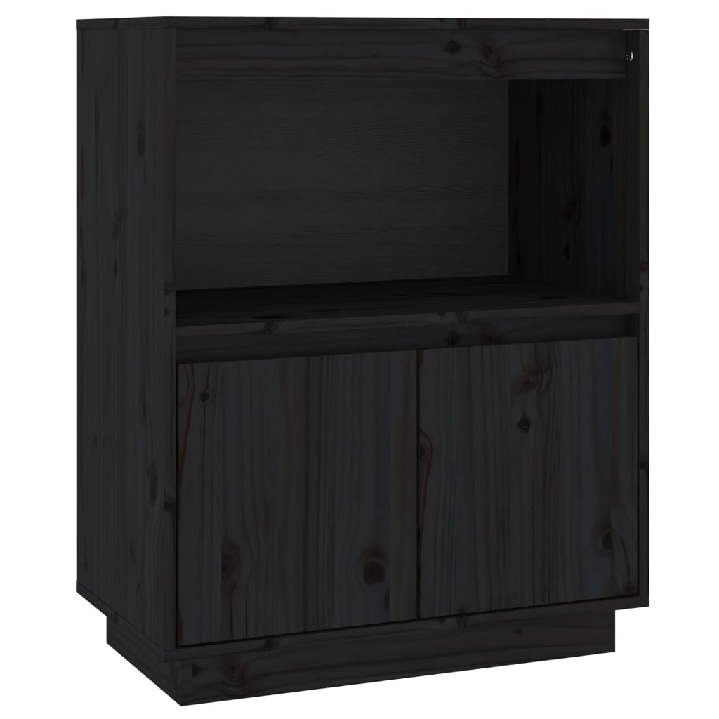 Sideboard Schwarz 60x34x75 cm Massivholz Kiefer