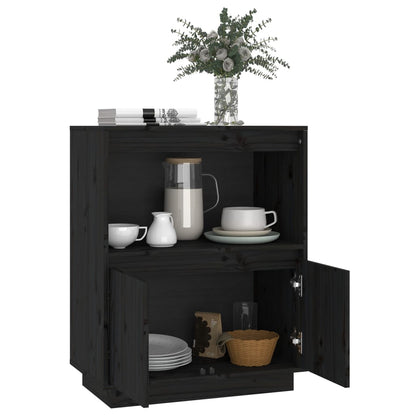 Sideboard Schwarz 60x34x75 cm Massivholz Kiefer