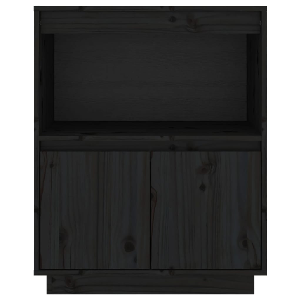 Sideboard Schwarz 60x34x75 cm Massivholz Kiefer