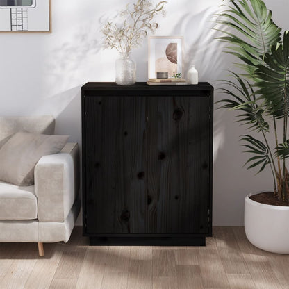 Sideboard Schwarz 60x34x75 cm Massivholz Kiefer