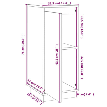 Sideboards 2 Stk. Weiß 31,5x34x75 cm Massivholz Kiefer