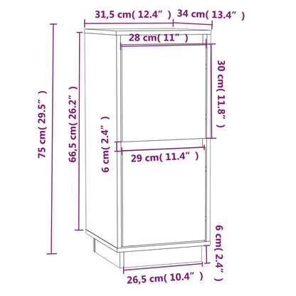 Sideboards 2 Stk. Weiß 31,5x34x75 cm Massivholz Kiefer