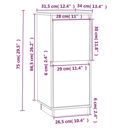 Sideboards 2 Stk. Grau 31,5x34x75 cm Massivholz Kiefer