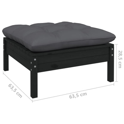 11-tlg. Garten-Lounge-Set mit Kissen Schwarz Kiefer Massivholz