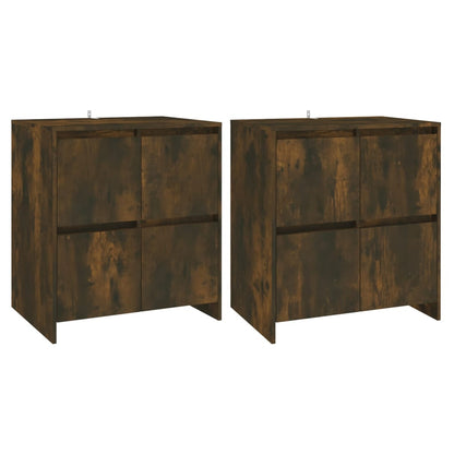 Sideboards 2 Stk. Räuchereiche 70x41x75 cm Holzwerkstoff