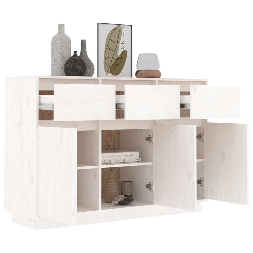 Sideboard Weiß 110x34x75 cm Massivholz Kiefer