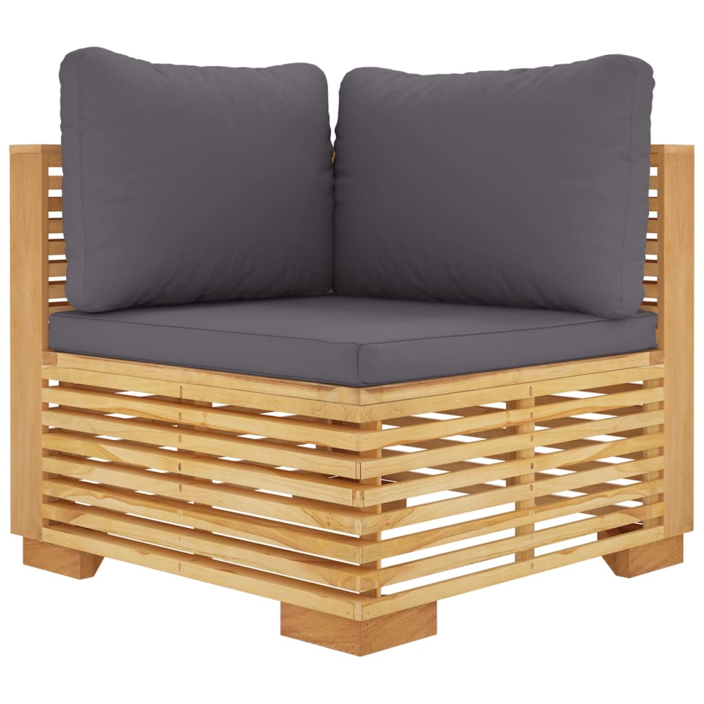 10-tlg. Garten-Lounge-Set mit Kissen Massivholz Teak