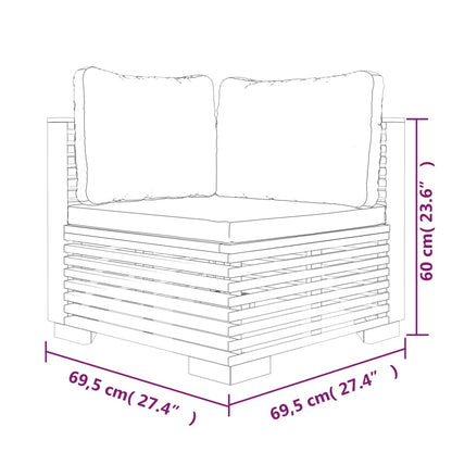 11-tlg. Garten-Lounge-Set mit Kissen Massivholz Teak