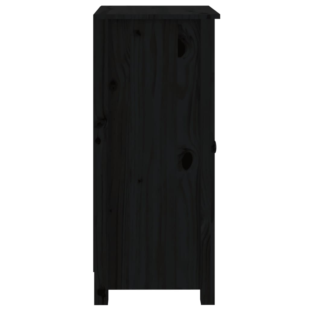 Sideboards 2 Stk. Schwarz 39x35x80 cm Massivholz Kiefer