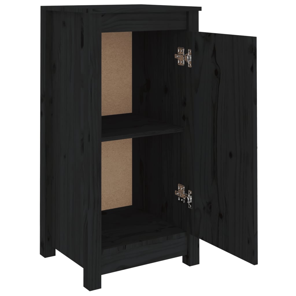 Sideboards 2 Stk. Schwarz 39x35x80 cm Massivholz Kiefer