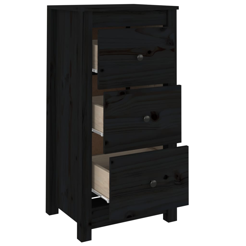 Sideboards 2 Stk. Schwarz 40x35x80 cm Massivholz Kiefer