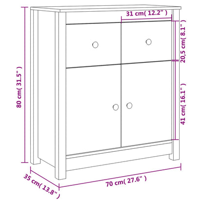 Sideboard Weiß 70x35x80 cm Massivholz Kiefer