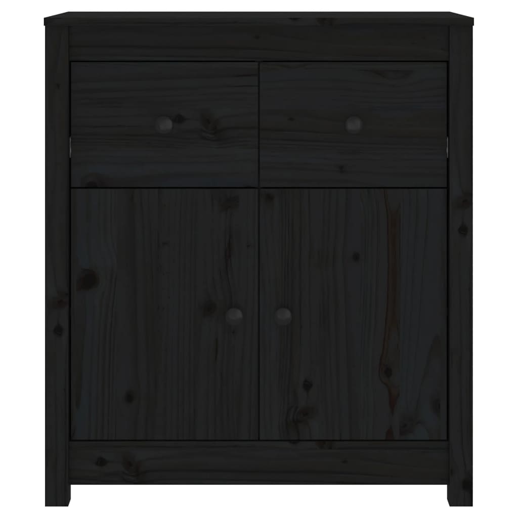 Sideboard Schwarz 70x35x80 cm Massivholz Kiefer