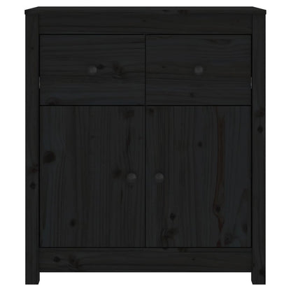 Sideboard Schwarz 70x35x80 cm Massivholz Kiefer