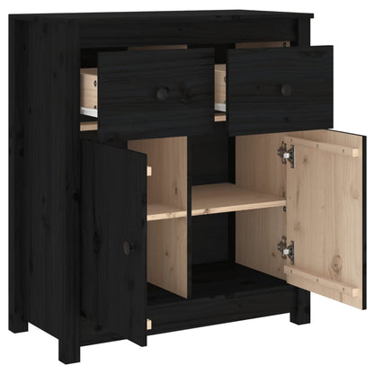 Sideboard Schwarz 70x35x80 cm Massivholz Kiefer