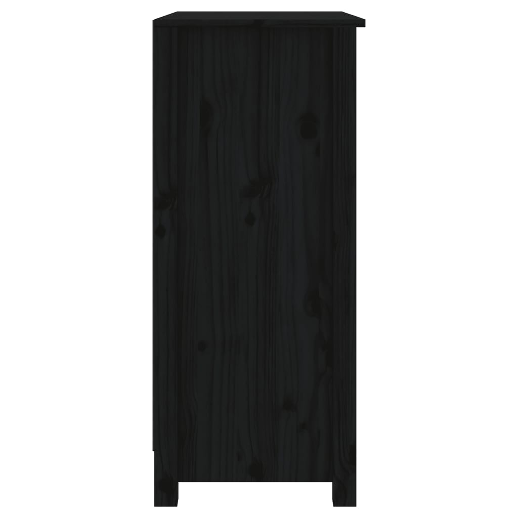 Sideboard Schwarz 70x35x80 cm Massivholz Kiefer