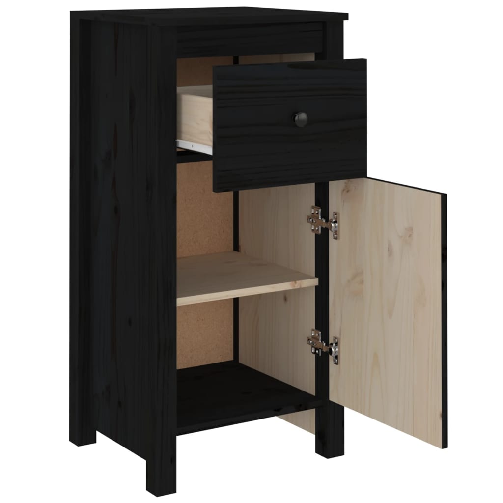 Sideboard Schwarz 40x35x80 cm Massivholz Kiefer