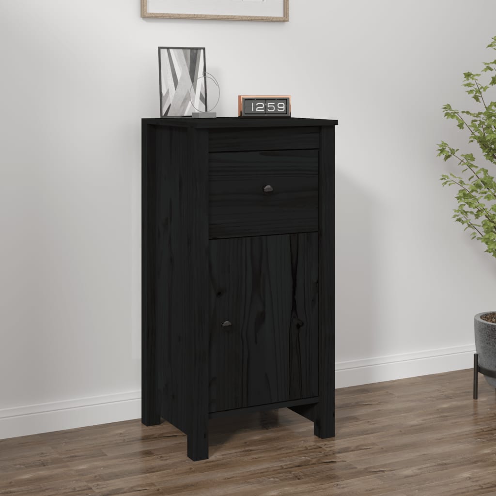 Sideboard Schwarz 40x35x80 cm Massivholz Kiefer