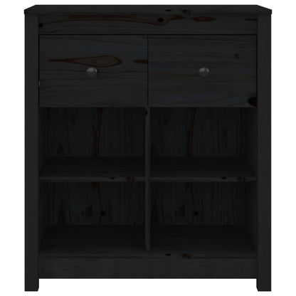 Sideboard Schwarz 70x35x80 cm Massivholz Kiefer