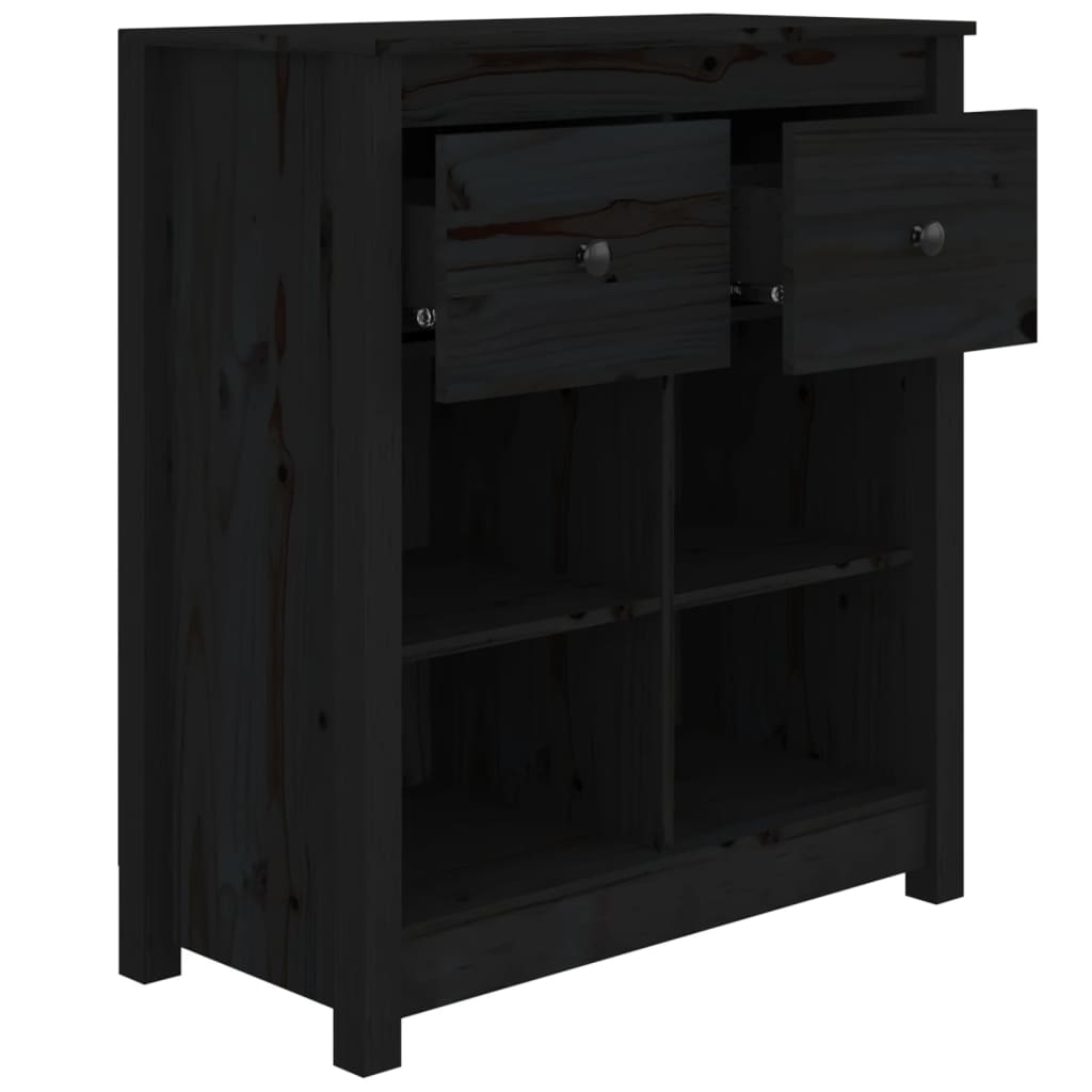 Sideboard Schwarz 70x35x80 cm Massivholz Kiefer