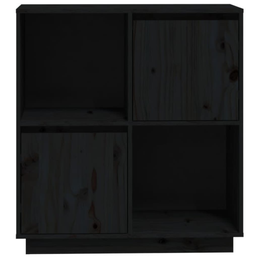 Sideboard Schwarz 74x35x80 cm Massivholz Kiefer