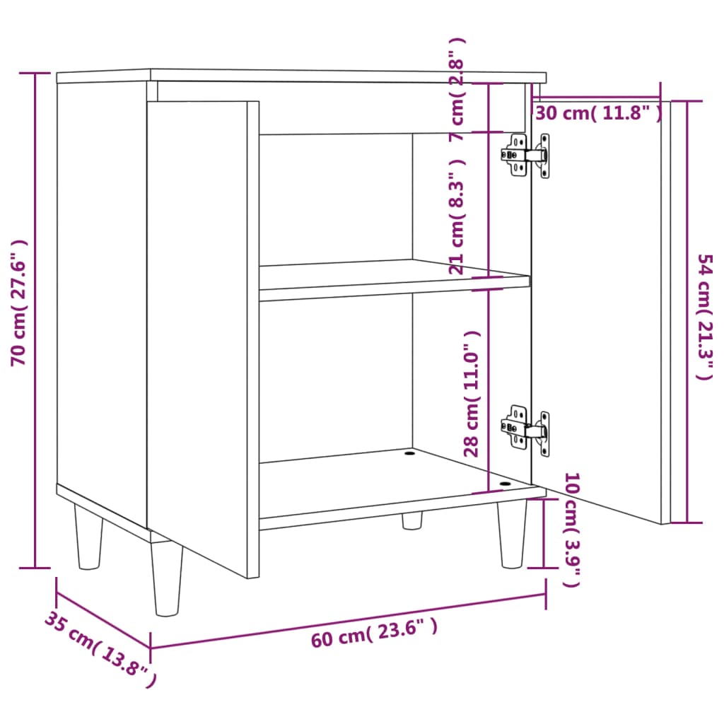 Sideboard Räuchereiche 60x35x70 cm Holzwerkstoff