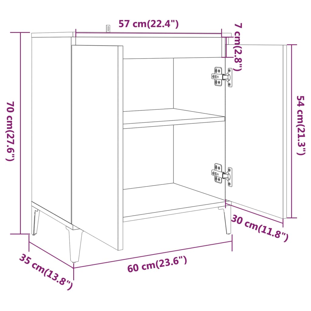 Sideboard Räuchereiche 60x35x70 cm Holzwerkstoff