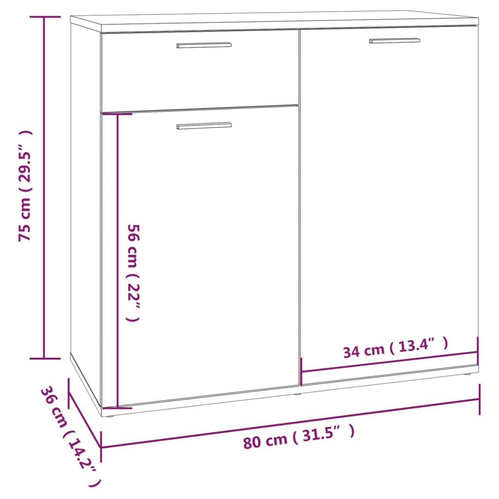 Sideboard Räuchereiche 80x36x75 cm Holzwerkstoff