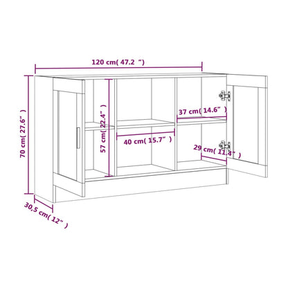 Sideboard Räuchereiche 120x30,5x70 cm Holzwerkstoff