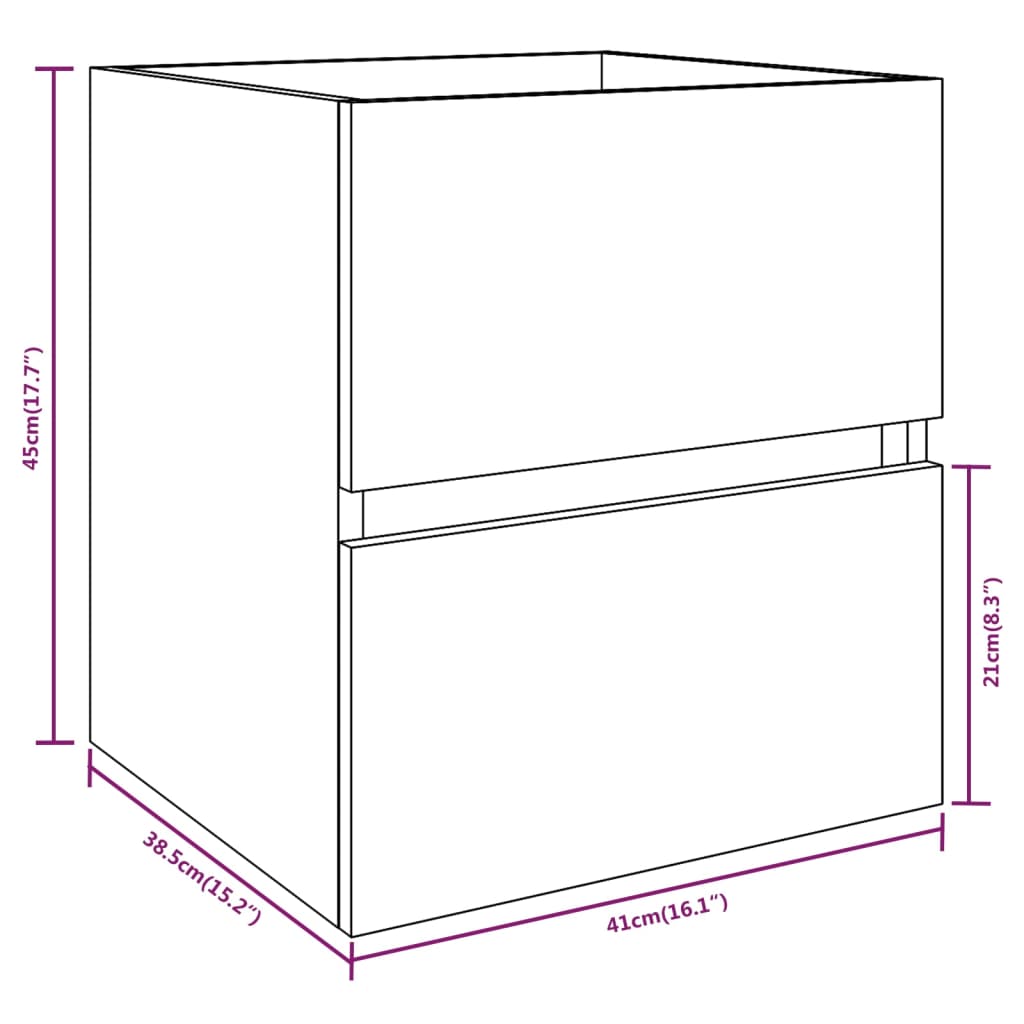 Waschbeckenschrank Braun Eiche 41x38,5x45 cm Holzwerkstoff