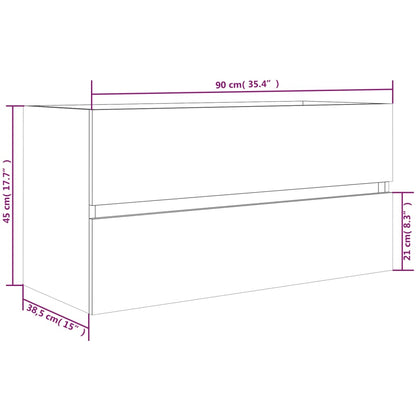 Waschbeckenunterschrank Grau Sonoma 90x38,5x45 cm Holzwerkstoff