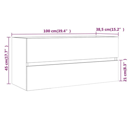 Waschbeckenschrank Braun Eiche 100x38,5x45 cm Holzwerkstoff