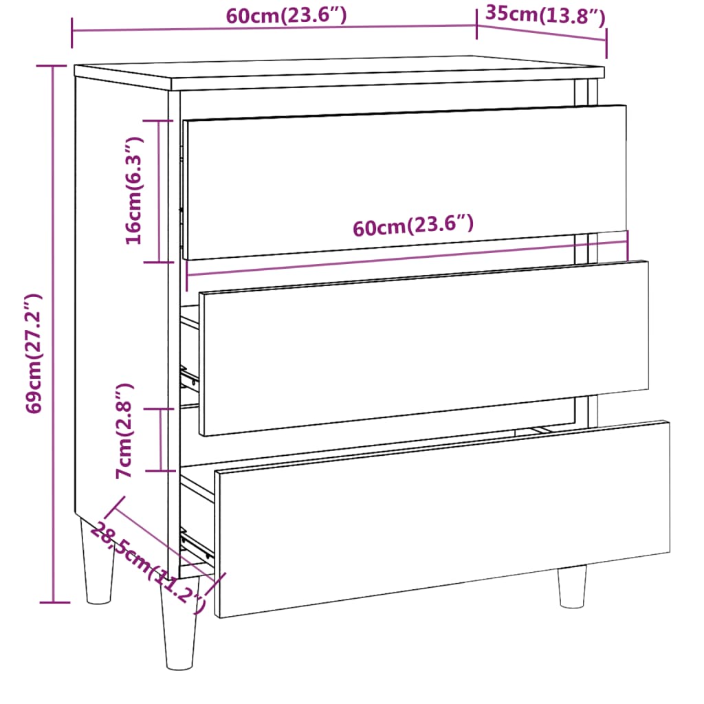 Sideboard Räuchereiche 60x35x69 cm Holzwerkstoff