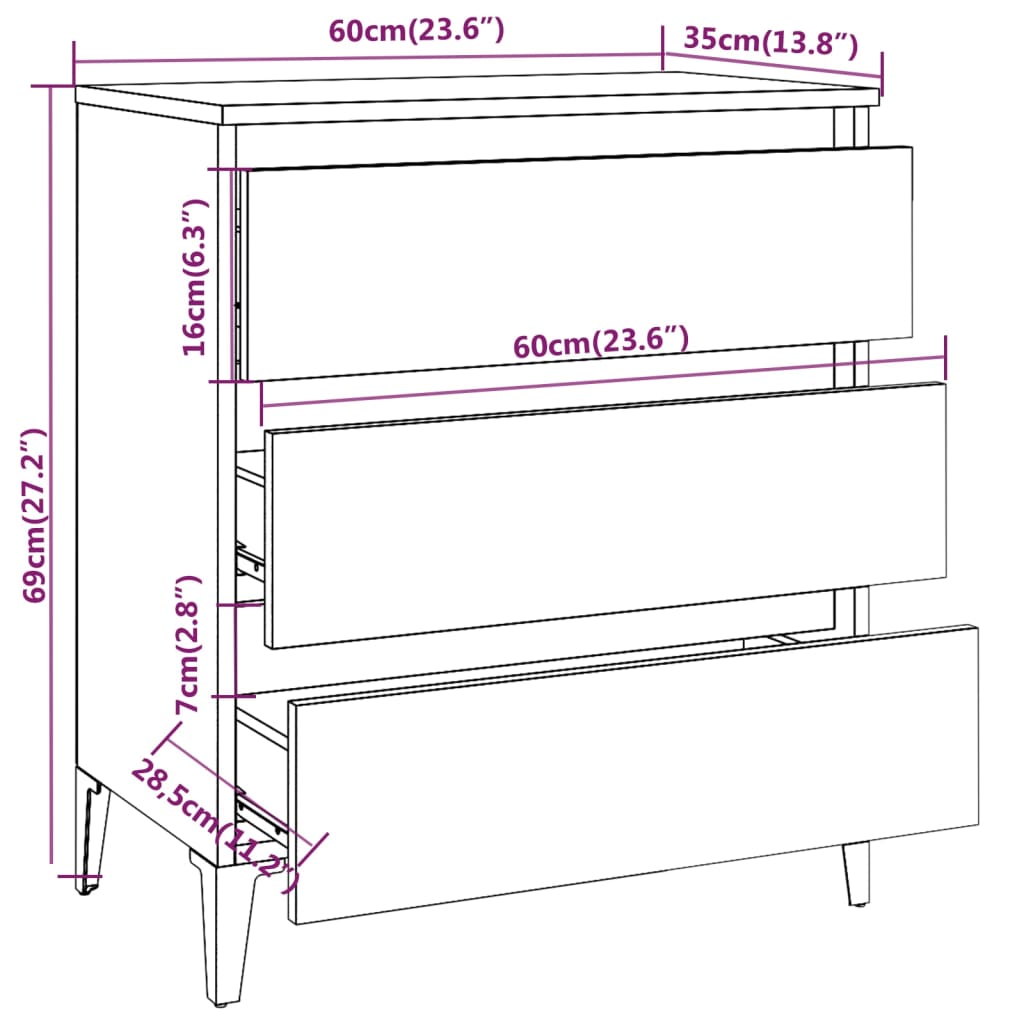 Sideboard Räuchereiche 60x35x69 cm Holzwerkstoff