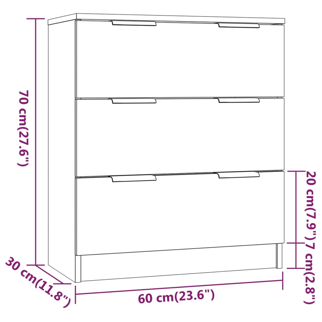 Sideboard Schwarz 60x30x70 cm Holzwerkstoff