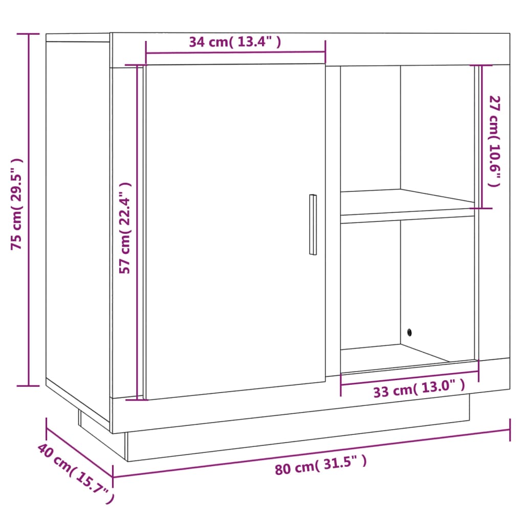 Sideboard Weiß 80x40x75 cm