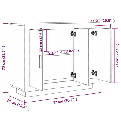 Sideboard Weiß 92x35x75 cm Holzwerkstoff