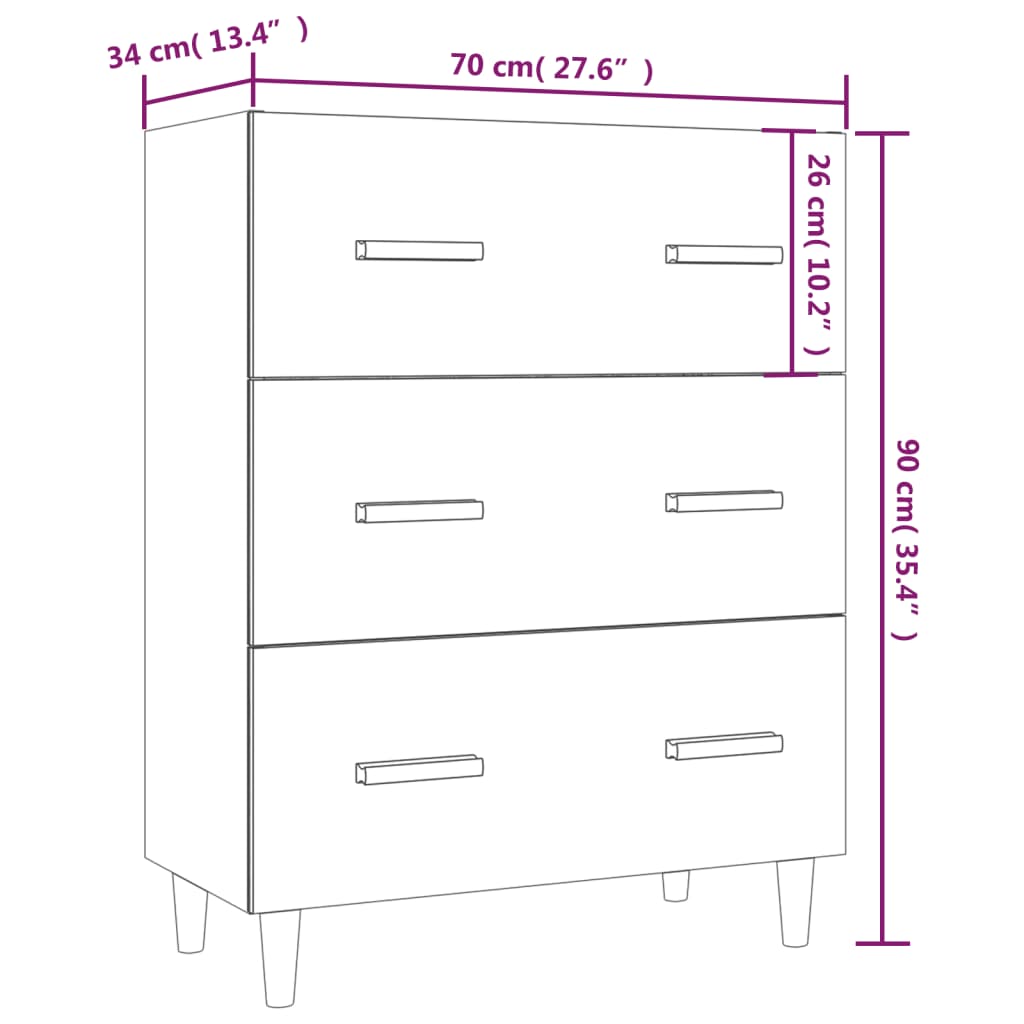 Sideboard Weiß 70x34x90 cm Holzwerkstoff