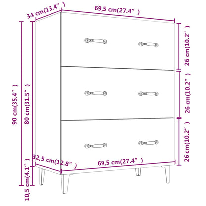 Sideboard Schwarz 69,5x34x90 cm Holzwerkstoff