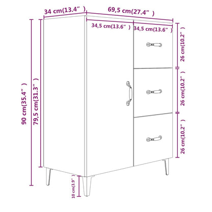 Sideboard Schwarz 69,5x34x90 cm Holzwerkstoff