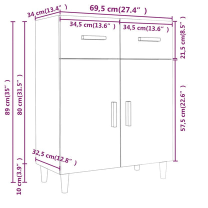 Sideboard Weiß 69,5x34x89 cm Holzwerkstoff