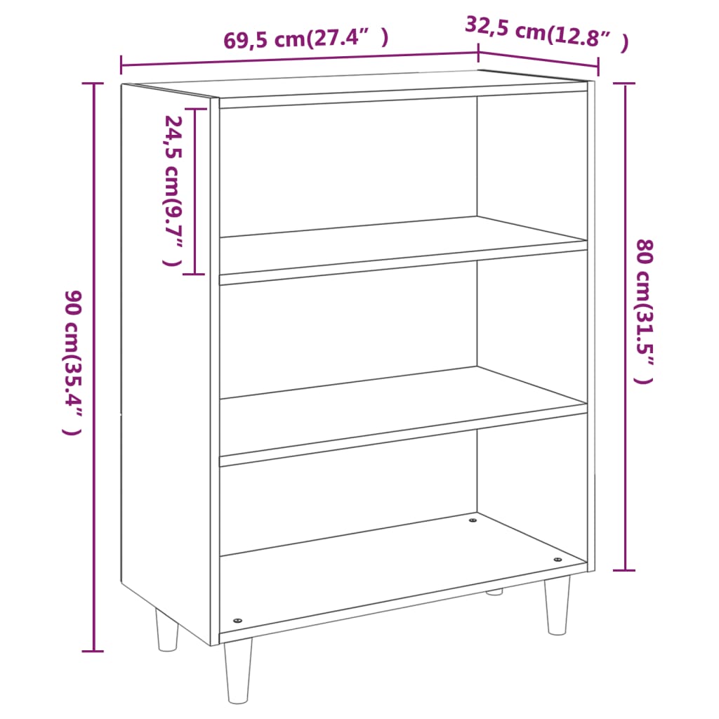 Sideboard Sonoma-Eiche 69,5x32,5x90 cm Holzwerkstoff