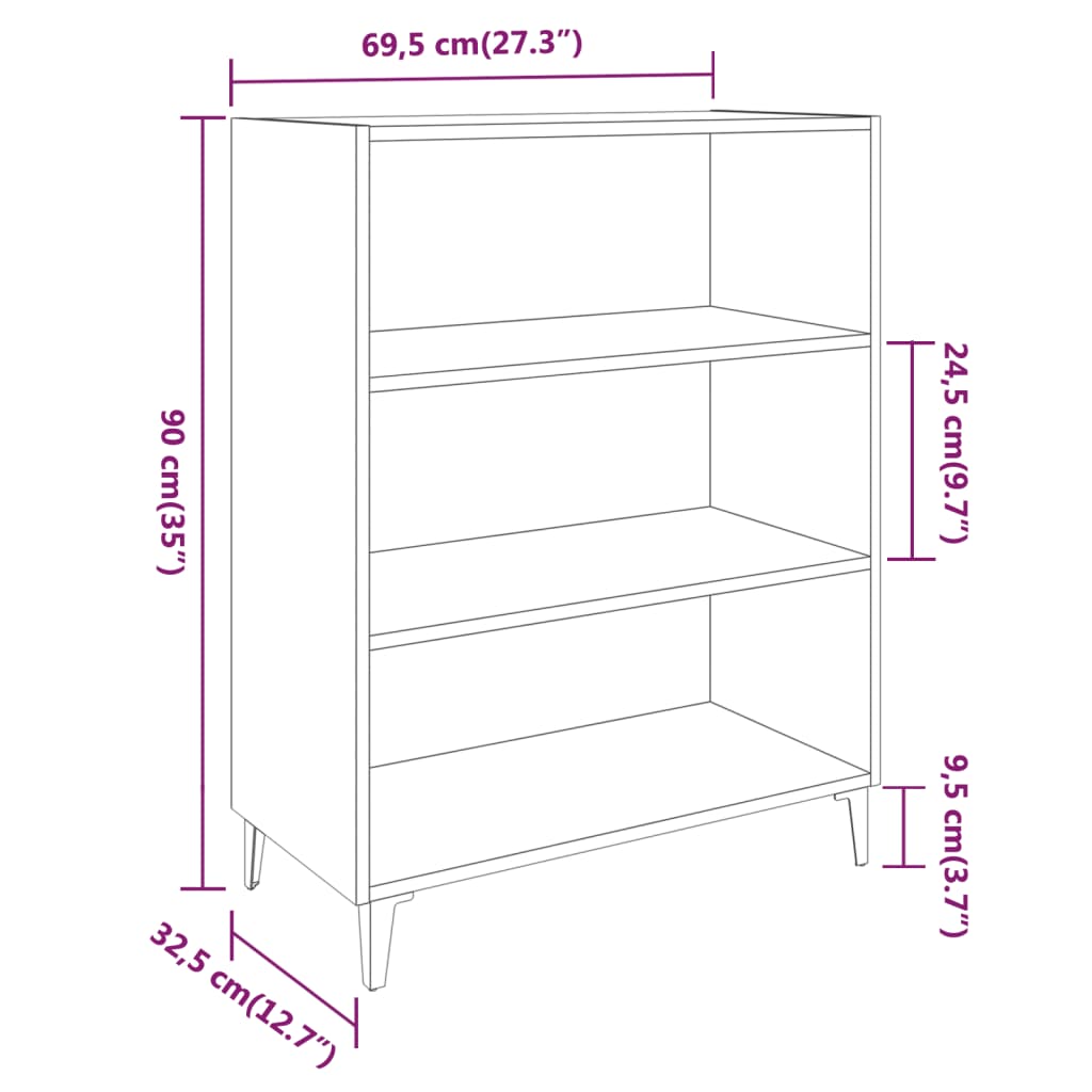 Sideboard Räuchereiche 69,5x32,5x90 cm Holzwerkstoff