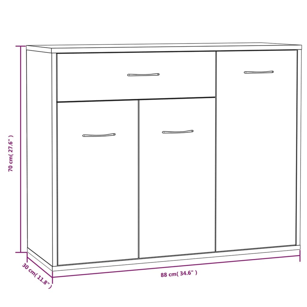 Sideboard Räuchereiche 88x30x70 cm Holzwerkstoff