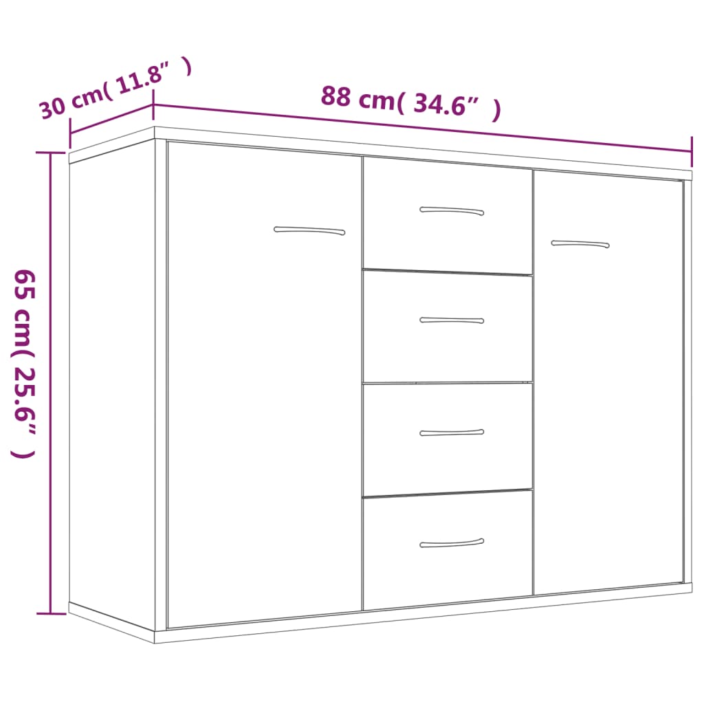 Sideboard Räuchereiche 88x30x65 cm Holzwerkstoff