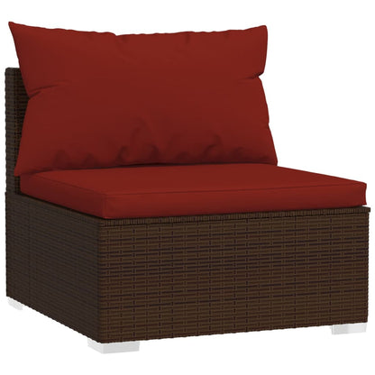 10-tlg. Garten-Lounge-Set mit Kissen Braun Poly Rattan